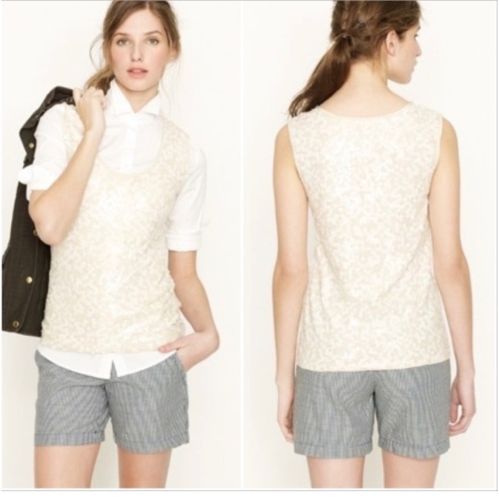 JCrew cream sequin tank top small like new condition